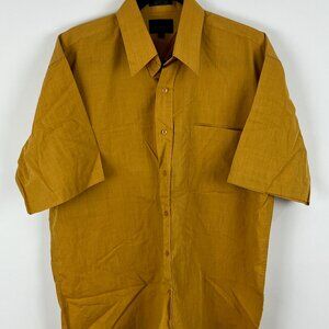 Leo Chevalier Design Casual Button Shirt Size L Beige Short Sleeve Pocket